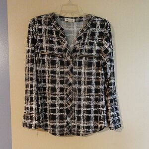 Women's Chic Black and White Checkered Blouse
